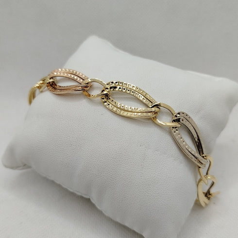 Bracciale oro 3 colori catena larga 4,40 gr | Gioiellitosti.it